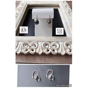 Crystal Ball and Silvertone Earrings$10.75” 0.2 oz